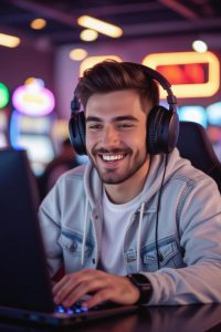 gamer playing on demo modes